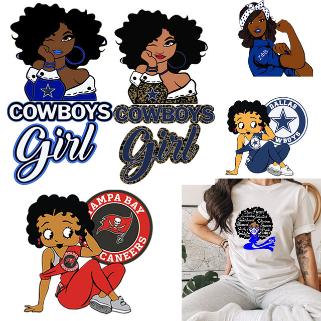 Fashion Cowboys Black Girl Patches On Clothing Thermal Stickers DIY Iron On  Transfers Heat Transfer Vinyl